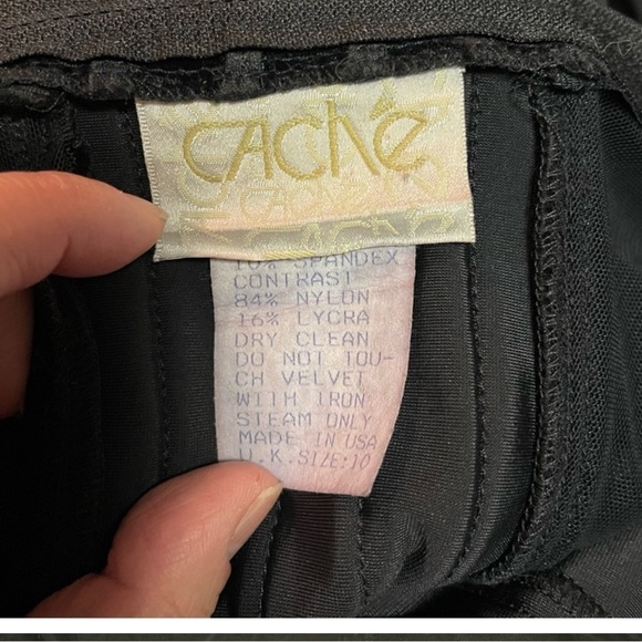 Caché Vintage Gown Dress Maxi Velvet Mesh Illusion Whimsy goth Medium Black - Picture 7 of 10